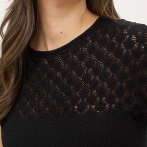 EYELET YOKE SWEATER KNIT TOP